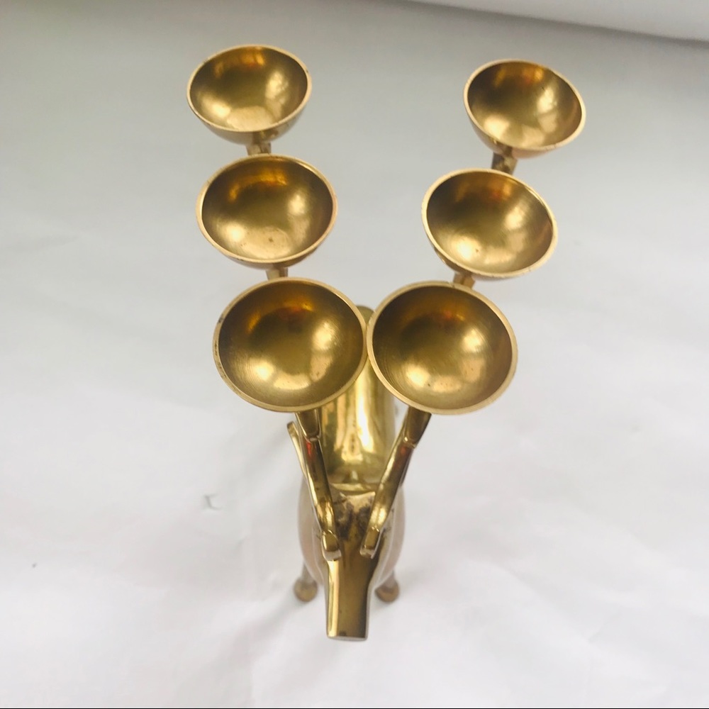 12” brass reindeer candlabra Tealight Candle holde - Picture 4 of 9